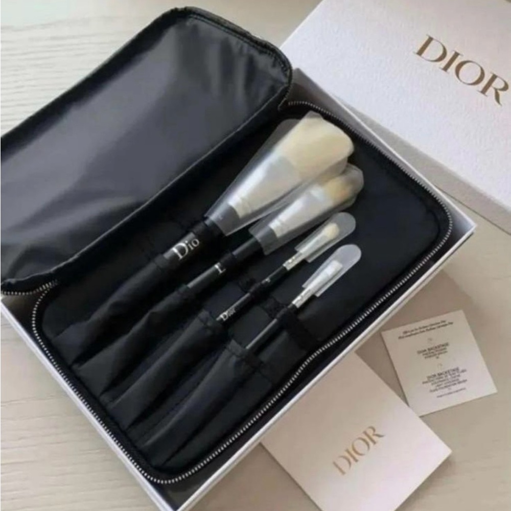 Dior Black Cosmetic Bag with Brush Set